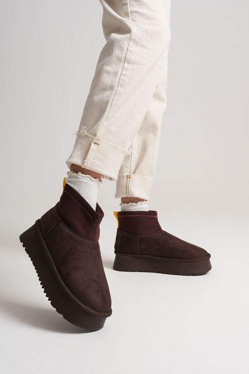 Nadia Kadın Acı Kahve Kışlık İçi Kürklü Kalın Taban Bot