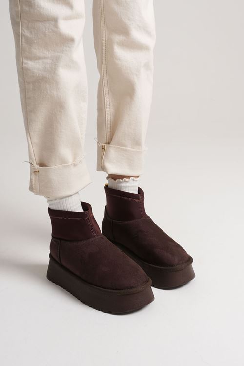 Nadia Kadın Acı Kahve Kışlık İçi Kürklü Kalın Taban Bot