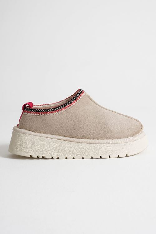 Elsa Kadın Bej Kışlık Kürklü Terlik