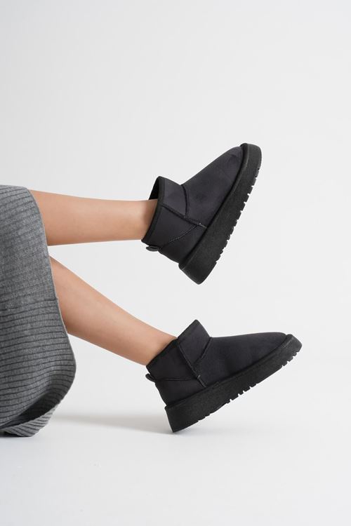 Alina Kadın Siyah Kışlık Kürklü Bot