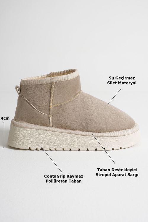 Alina Kadın Bej Kışlık Kürklü Bot