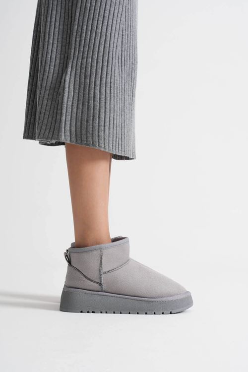 Alina Kadın Gri Kışlık Kürklü Bot