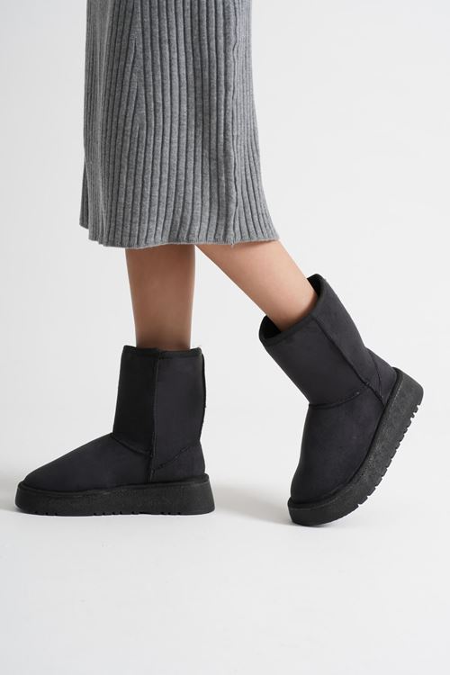 Anisa Kadın Siyah Kışlık Kürklü Bot