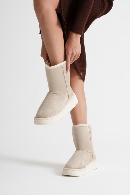 Anisa Kadın Bej Kışlık Kürklü Bot