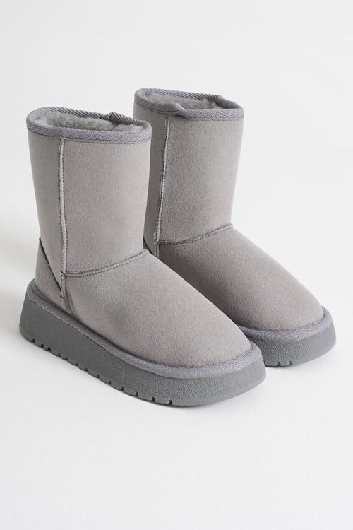 Anisa Kadın Gri Kışlık Kürklü Bot