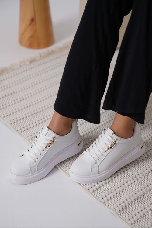 Nova Kadın Gold Detaylı Beyaz Sneaker