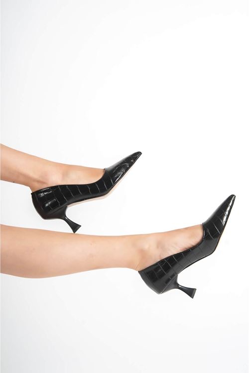 Kadın Kroko Siyah Topuklu Ayakkabı EATR08MS03E