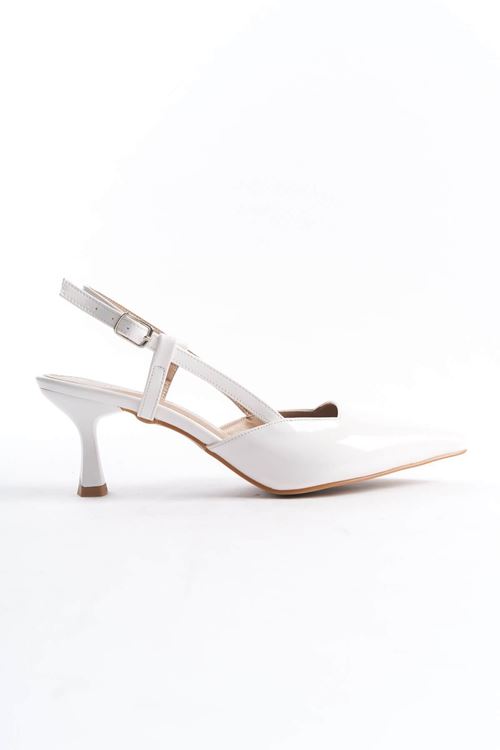 Mira Kadın Beyaz Rugan Topuklu Ayakkabı