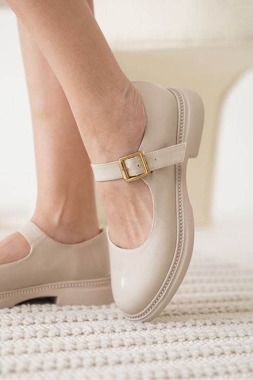 Briana Bej Rugan Toka Detaylı Mary Jane Ayakkabı