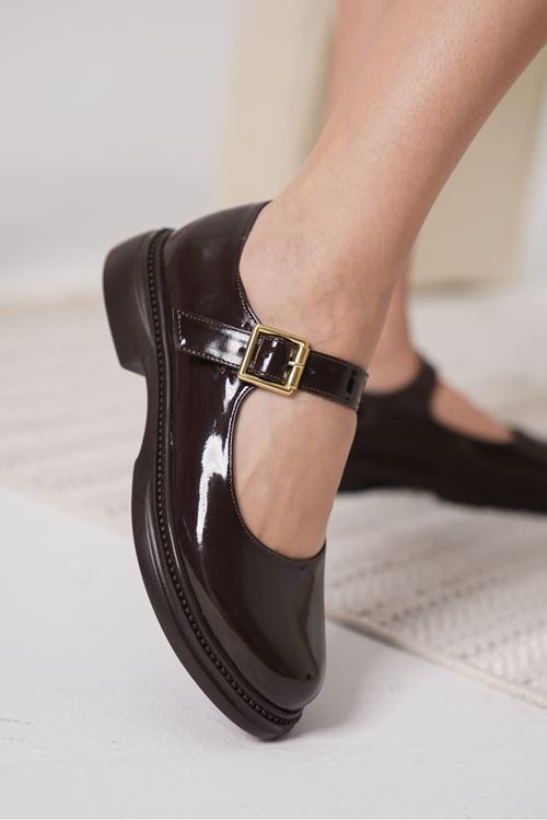 Briana Acı Kahve Rugan Mary Jane Ayakkabı