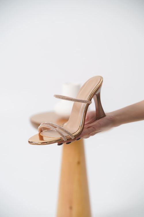 Dorothy Topuklu Rose Gold Kadın Terlik