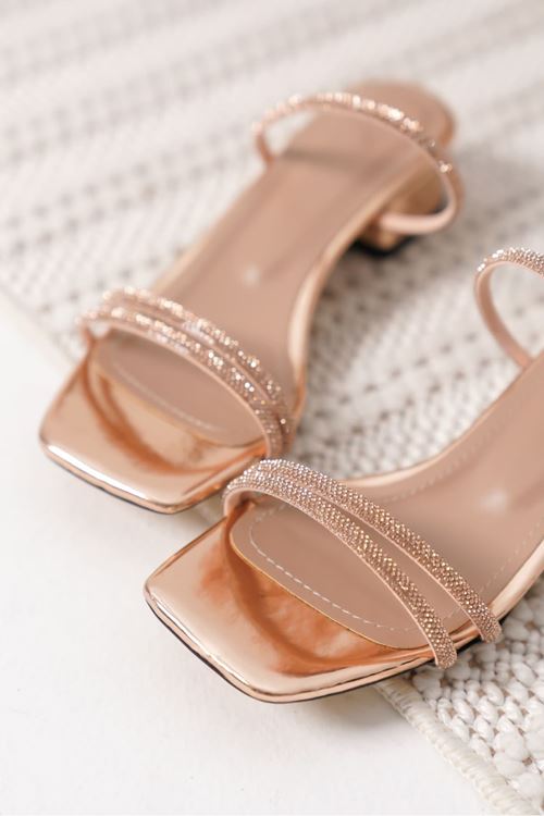 Emma Kadın Kalın Topuklu Rose Gold Terlik