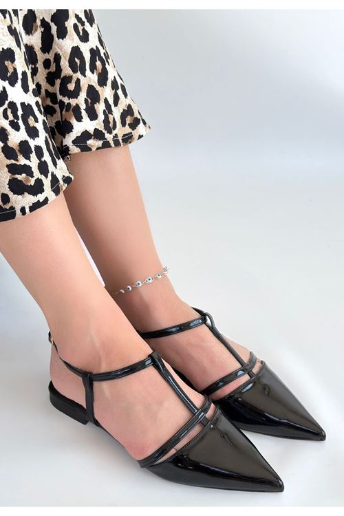 Canca Siyah Rugan Babet Ayakkabı