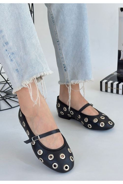 Tinta Siyah Cilt Babet Ayakkabı