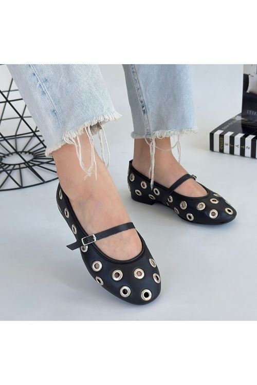 Tinta Siyah Cilt Babet Ayakkabı