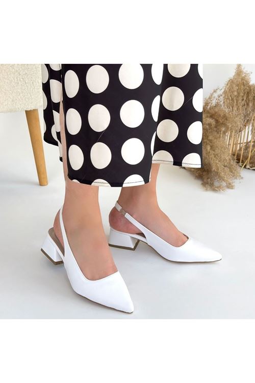Morji Beyaz Cilt Topuklu Ayakkabı
