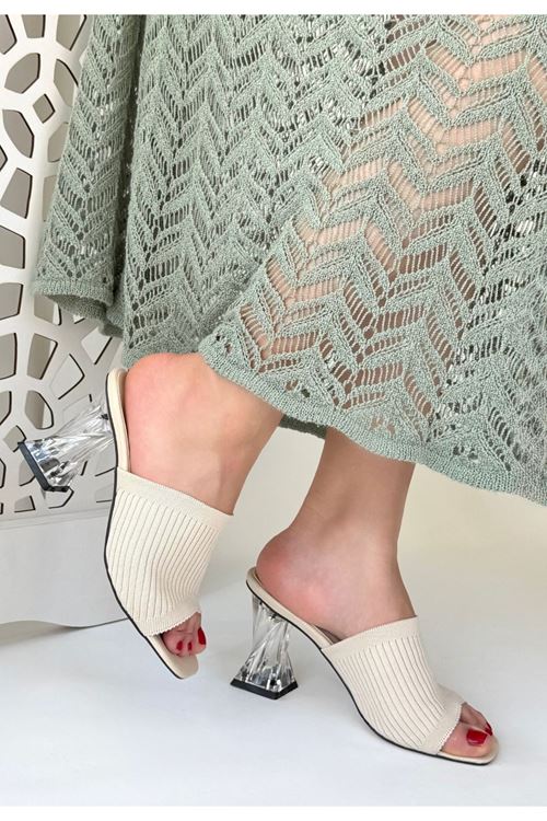 Evra Ten Triko Topuklu Terlik