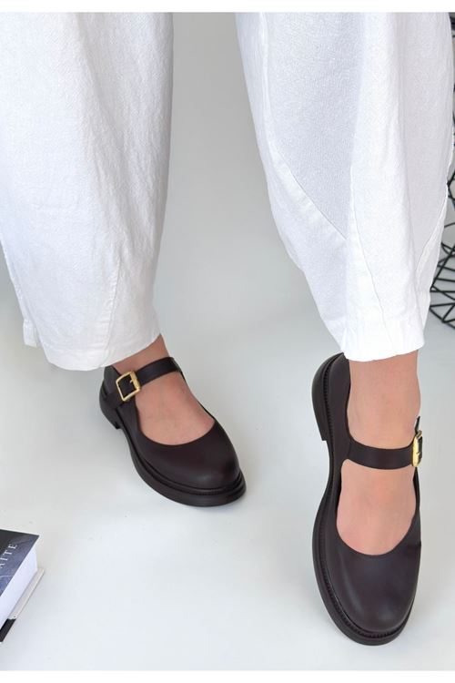 Yokox Kahverengi Cilt Oxford Ayakkabı