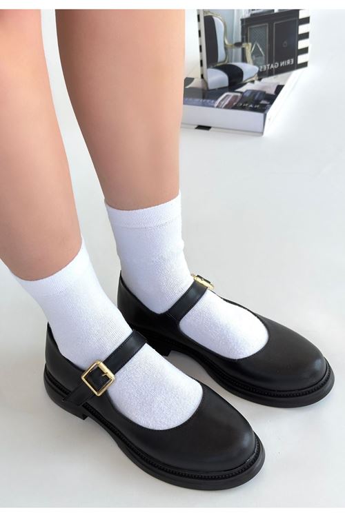 Yokox Siyah Cilt Oxford Ayakkabı