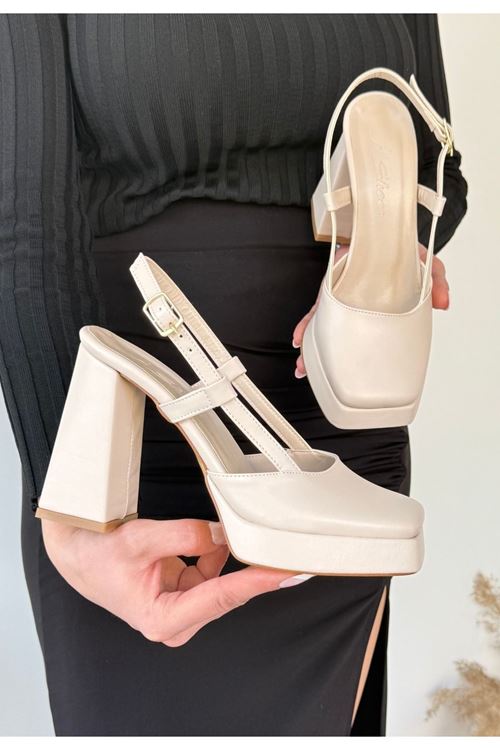 Mety Bej Cilt Topuklu Ayakkabı