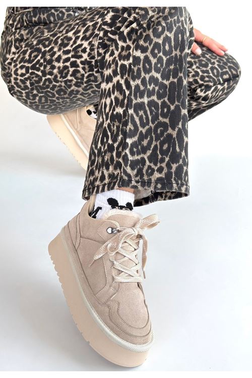 Muden Bej Süet Bağcıklı Bot