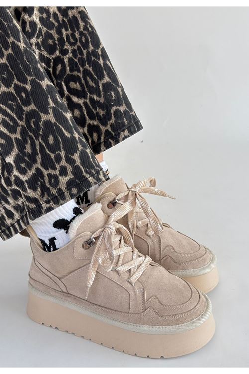 Muden Bej Süet Bağcıklı Bot