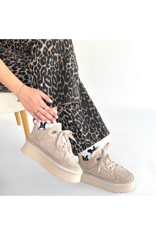 Muden Bej Süet Bağcıklı Bot