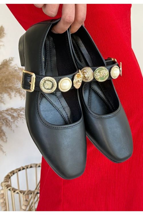 Koope Siyah Cilt Babet Ayakkabı