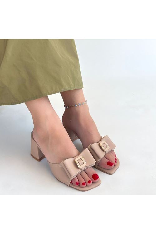 Veor Nude Cilt Topuklu Terlik