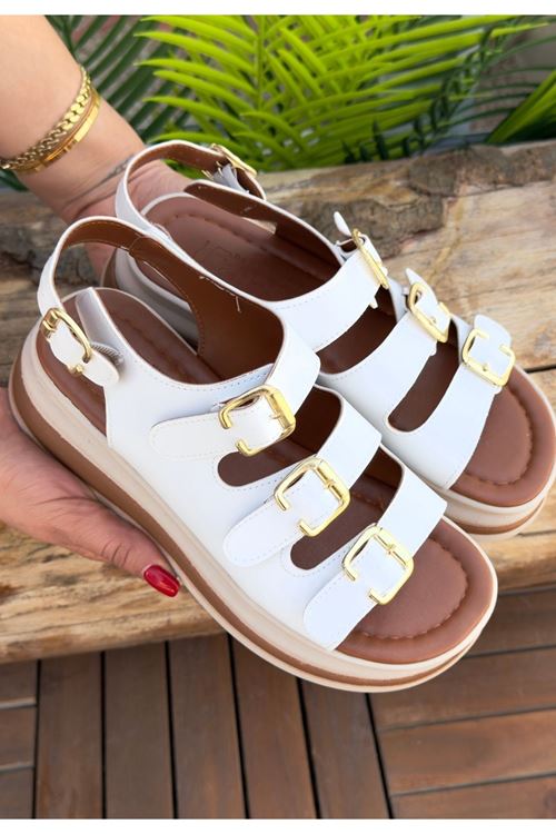 Jatay Beyaz Cilt Sandalet