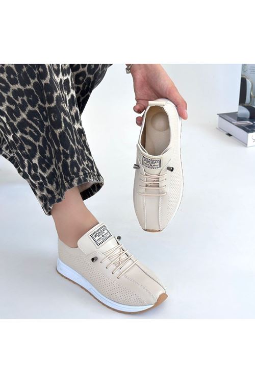 Fiert Bej Cilt Bağcıklı Spor Ayakkabı