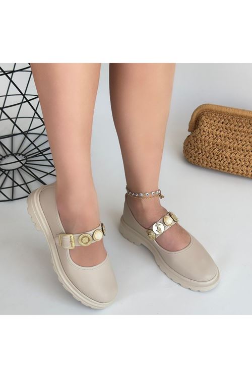 Okira Bej Cilt Oxford Ayakkabı