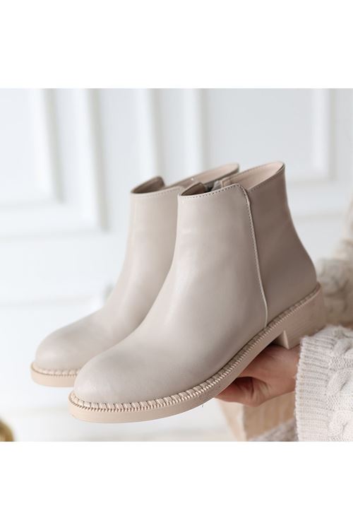 Moed Bej Cilt Topuklu Bot