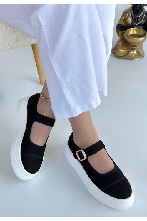 Lunni Siyah Keten Spor Ayakkabı