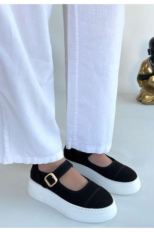 Lunni Siyah Keten Spor Ayakkabı