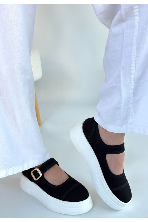 Lunni Siyah Keten Spor Ayakkabı