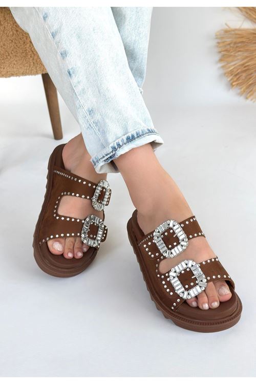 Juana Taba  Nubuk  Taşlı Terlik