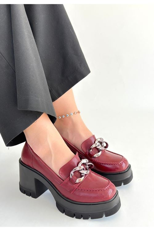 Winar Bordo Rugan Doldu Topuk Ayakkabı