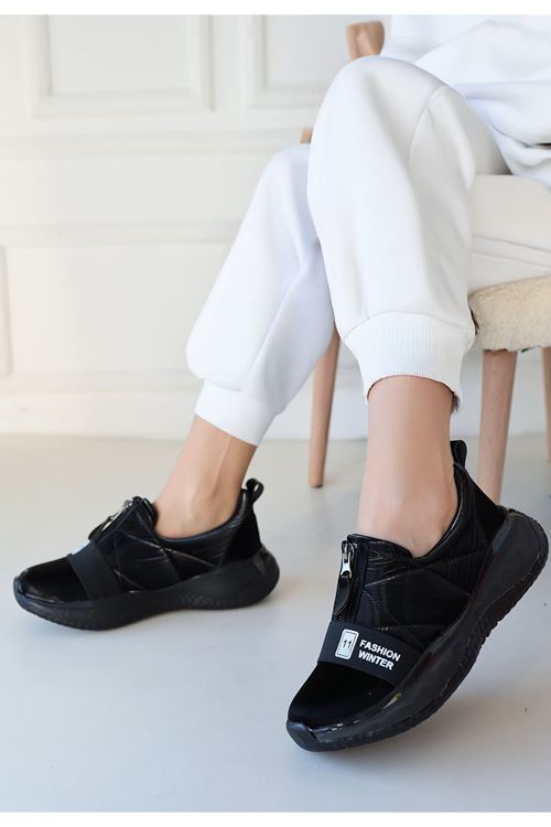 Nikeo Siyah Paraşüt Siyah Tabanlı Spor Ayakkabı