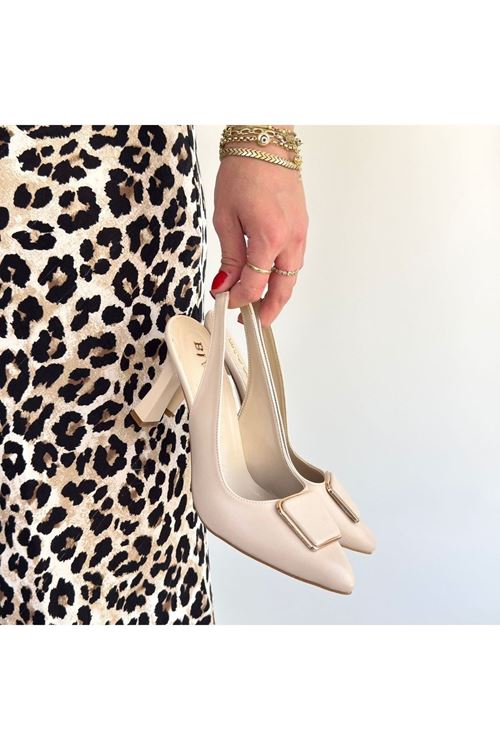 Pıert Bej Cilt Topuklu Ayakkabı