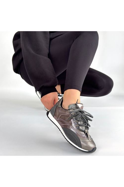 Ranu Platin Cilt Paraşüt Detaylı Bağcıklı Spor Ayakkabı