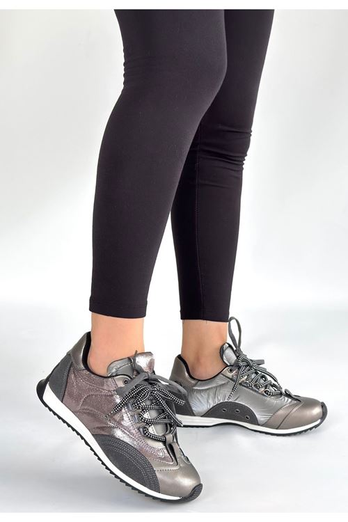 Ranu Platin Cilt Paraşüt Detaylı Bağcıklı Spor Ayakkabı