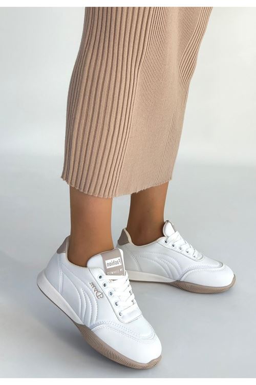 Tawen Beyaz Cilt Bağcıklı Spor Ayakkabı