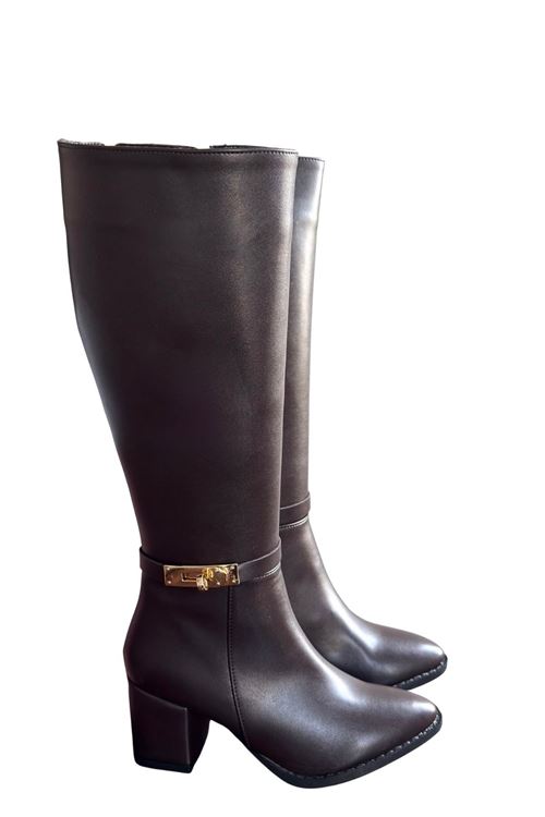 Jeoli Kahverengi Cilt Topuklu Çizme