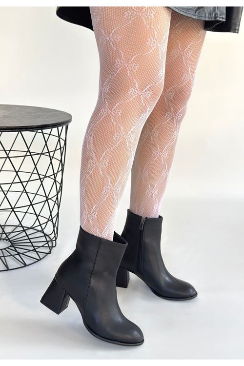 Tendy Siyah Cilt Topuklu Bot