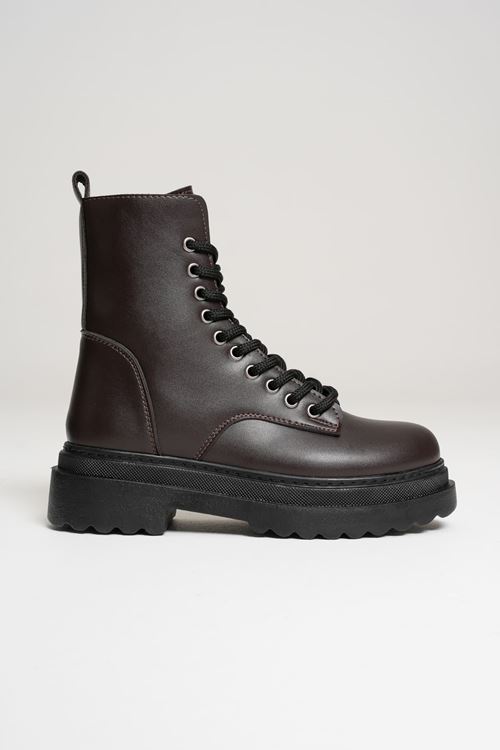 Karma Özel Tasarım Kışlık Acı Kahve Kalın Tabanlı Kadın Bot