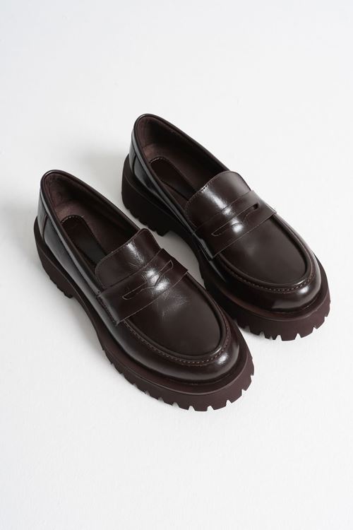 Noir Kadın Günlük Acı Kahve Loafer Ayakkabı