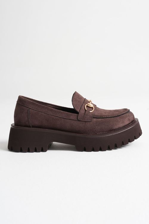 Lara Toka Detaylı Acı Kahve Süet Günlük Loafer Ayakkabı