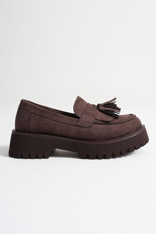 Mina Kadın Günlük Acı Kahve Süet Loafer Ayakkabı
