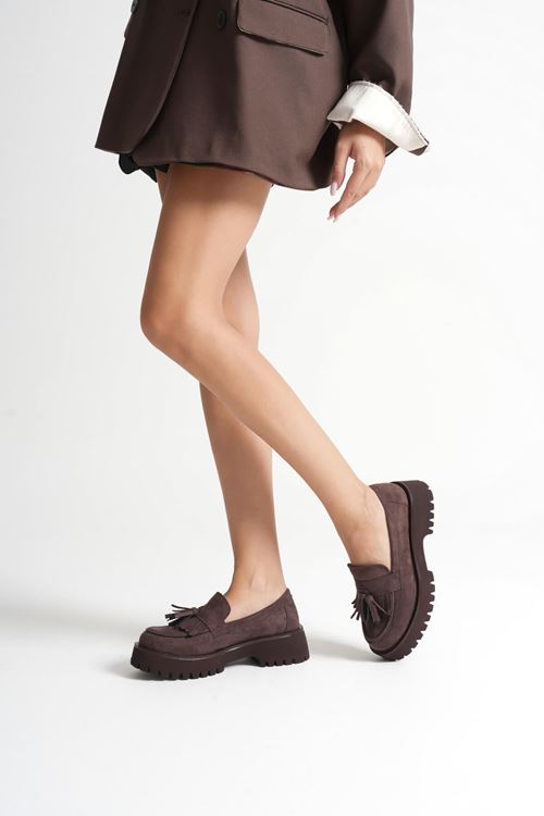 Kadın Günlük Acı Kahve Süet Loafer Ayakkabı EATR10MS03E